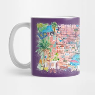 Miami Florida Illustrated Travel Map with Roads and Highlights Mug